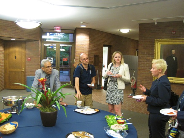 In the Rotundra : Prof Singham,Matt Marshall, Elise Helgesen, and Mallory Ullman. 